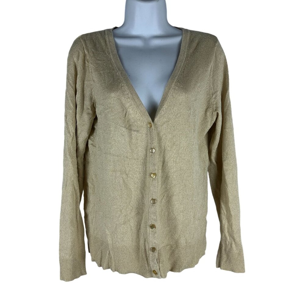 212 Collection Womens Gold Button-Front Cardigan Sweater Size M